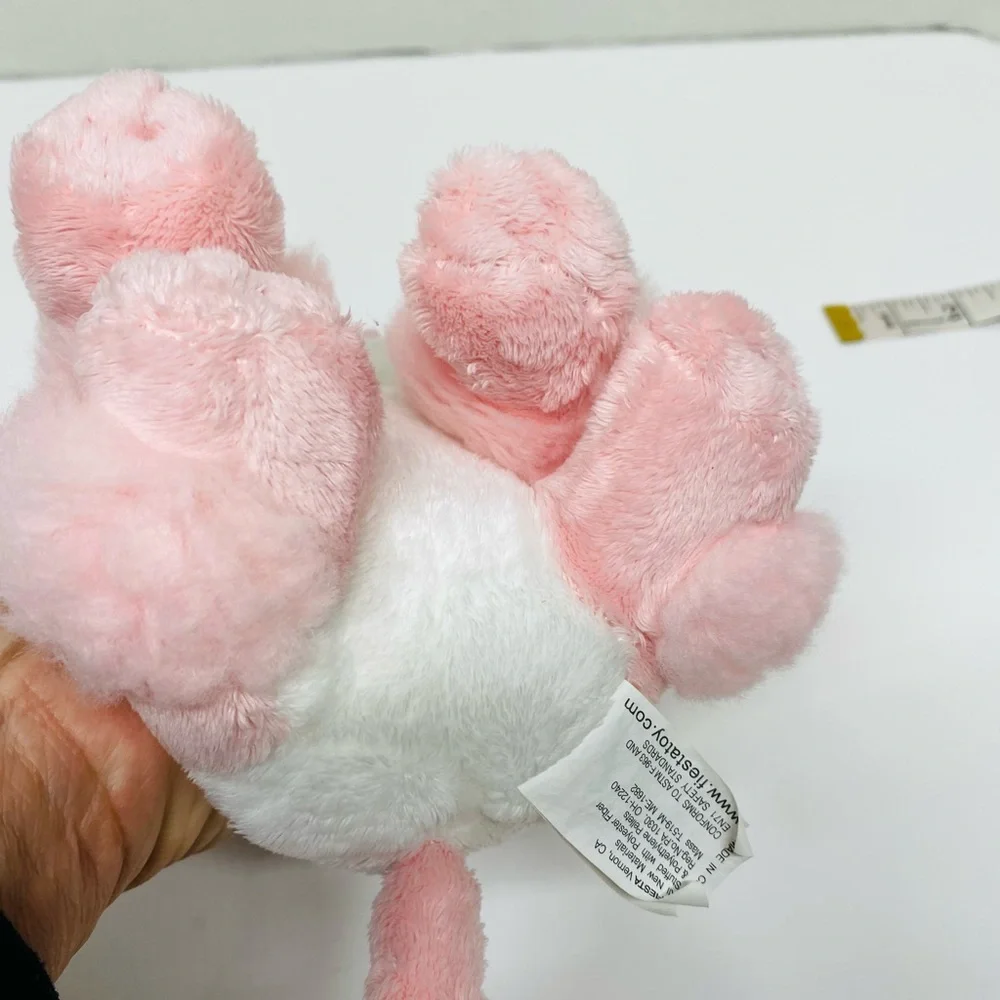 Fiesta Pink & White Setting Poodle Plush Toys 6.5 inches tall Bows on Her Ears